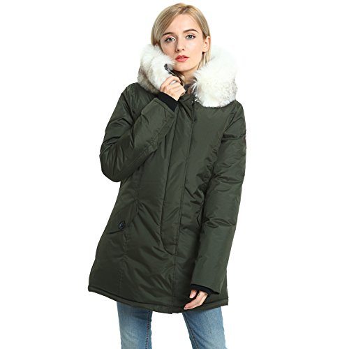 PUREMSX Women's Padded Jacket, Ladies Long Thicken Parka Faux Fur Down Alternative Winter Outwear Warm Overcoat