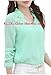 Smile Fish Women V-neck Lace Long Sleeve Elagent Blouse(Green,l)