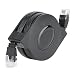 CAT 7 Ethernet Cable,Fosa 1pc New 1m/2m Adjustable Retractable CAT6 RJ45 LAN Network Cable Cord Black(2M)