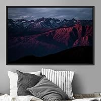 Framed Canvas Wall Art Mountainscape Aerial Dramatic Landscape Mountain Top Multicolor Photography Realism Rustic Warm - 16x24 inches