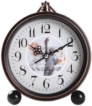 Vintage Silent Desk Alarm Clock Non Ticking Quartz Movement Battery Operated , HD Glass Lens, Easy to Read (7)