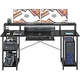 22 X 18 Inch Large Printer Stand, Mobile Printer Table With Wheels For Home Office Storage And Organization, PC Tower Stand, Host Computer Cart, Shelf For Desktop CPU Shredder - Rustic B - View #5