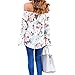 Ezcosplay Women Long Bell Sleeve Off Shoulder Open Back Floral Print Shirt Tops