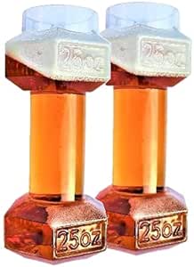 Set of 2, Dumbbell Beer Glasses | Dumbell Beer Glass | Funny Beer Mug | Beer Mugs For Men | Funny Beer Glasses | Beer Glasses Funny | Cool Beer Glasses | Giant Beer Glass | By Gemsho Glass B07X8DLK3W