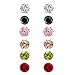 6 Pairs Different Colors White Gold Plated Cubic Zirconia Stud Earring Set for Women 6MM