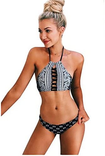 fairy maker Women High collar swimsuits swimwear for women sexy bikinis party dress for girl (FBA),A013,Medium