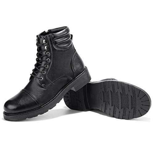GM GOLAIMAN Men's Work Boots-Lace Up Zip Cap Toe Boot for Military Tactical Combat Motorcycle Hiking 11 M US, G11 Black - Thumbnail 5