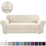 h versailtex 2 piece stretching skid resistance slipcoverfurniture cover thick and durable soft spandex lycra jacquard sofa cover machine washable easy to put on natural 4 seater x large size 