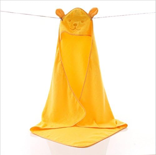Sawors Extra Soft Baby Hooded Cotton Towel,Animal Face Towel,Keeps Baby Warm and Dry,Size for Toddle and Infant,Pretty Bear,Yellow