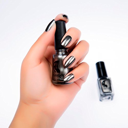 Hot Nail Art! AMA(TM) Mirror Nail Polish Lacquer Metal Color Plating Paste Liquid Tape Peel Off Base Coat Nail Polish (Black)