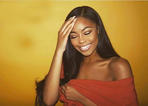 FeYon Straight Hair Full Lace Wig Brazilian Remy Hair For African Americans 130% Density Natural Color 14inch