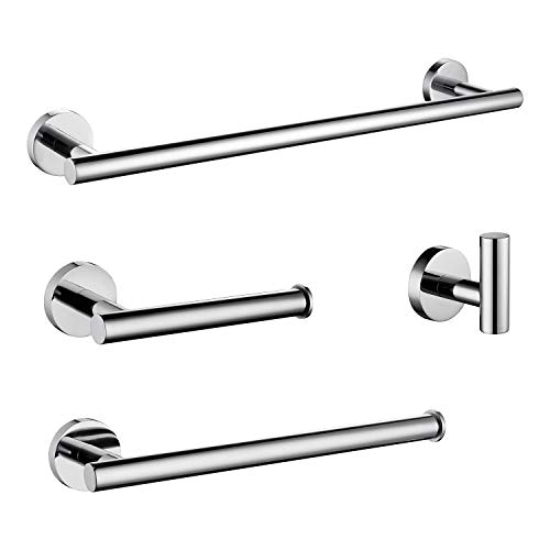 image for LuckIn Towel Bar Set Chrome Polish, Modern Bathroom Accessories Set Si