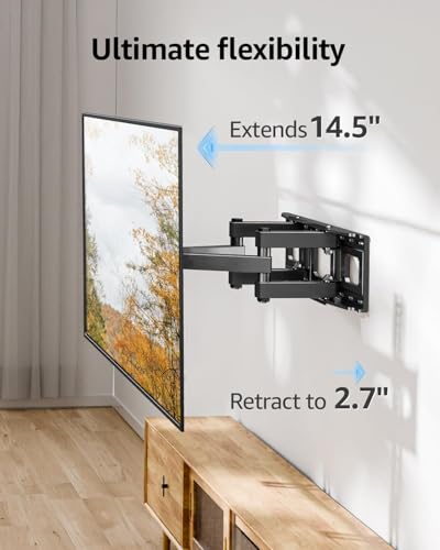 MOUNTUP TV Wall Mount for 32-65 Inch Flat Curved LED LCD Screen TVs Full Motion TV Mount, Tilt Swivel Extension Wall Mount TV Bracket with Dual Articulating Arms, Max VESA 400x400mm, Holds up to 99lbs