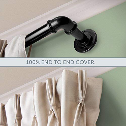 A&F Rod Décor - 1 inch Industrial Pipe Design Blackout Adjustable Curtain Rod 120-170 inch - Black