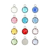 1 Set Mixed Birthstone Charms 6mm Austrian Crystal Beads (12 birthstone charms), Sterling Silver Plated, CCP2-S