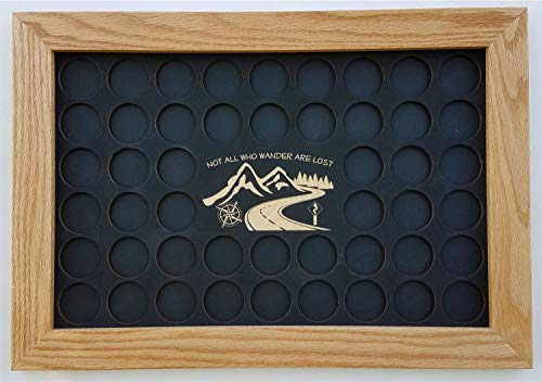 11x17"Not All Who Wander Are lost" Motorcycle Poker Chip Display Case with Oak Frame and Birch Mat