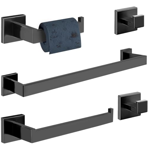Gavzrt Kit Acessórios para Banheiro em Aço Inox 5 Peças, Conjunto de para Toalheiro de Banheiro, Barra de Toalha de Banheiro, Gancho de Aço Inoxidável, Conjunto Toalheiro Parede