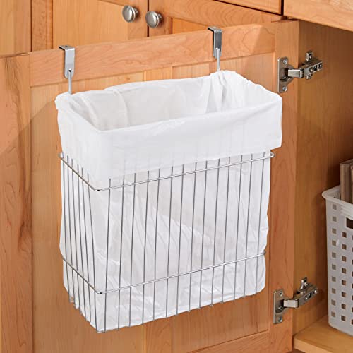 mDesign Steel Metal Wire Hanging Over Door Kitchen Storage Organizer Basket/Trash Can Hangs