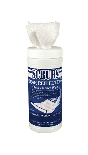ITW Dymon DYM98556 Scrubs Clear Reflections Glass Cleaner Cloth Wipe, 8" Length x 6" Width (6 Carton of 50)