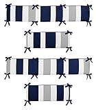 Navy Blue and Gray Stripe Collection Crib Bumper by Sweet Jojo Designs