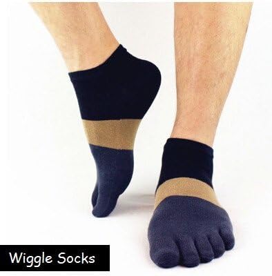 Wiggle Socks From Cerkos: Unisex Comfortable Toe Socks, Toe Separator Socks, Five Finger Socks, 5 Toe Socks, Toe Shoe Socks for Men/women (1 Pair, Light Black and Brown in Middle Ankle Socks)