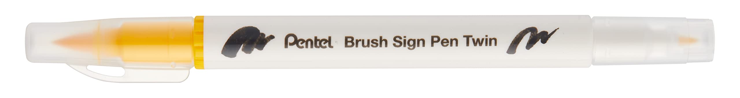 Pentel Brush Sign Pen Twin Tip Yellow - Pack of 10