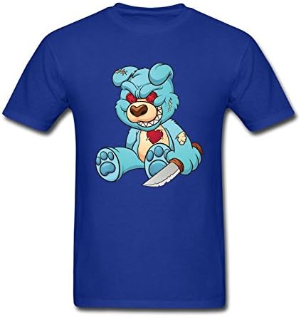 Men's Blue Bear with Knife Cartoon T Shirts