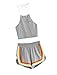 SweatyRocks Women's 2 Piece Set Halter Crop Top and Shorts Set Grey S