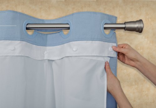 Hookless RBH40LIN783Snap-In Fabric Liner for Shower Curtains - White