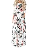 21KIDS Girls Floral Flared Pocket Maxi Three-Quarter Sleeves Holiday Long Dress,White,8 Years