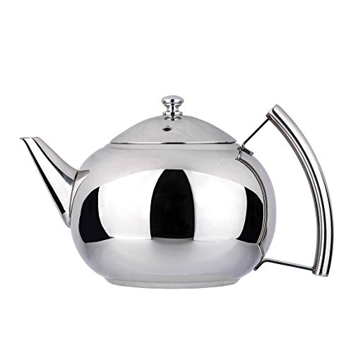 2 Liter Tea Pot with Infuser for Loose Leaf Tea Stainless Steel Coffee Tea Kettle 8 Cup Induction Stovetop Teapot Strainer for Boiling Hot Water Mirror Finish 2.1 Quart 68 Ounce by Onlycooker