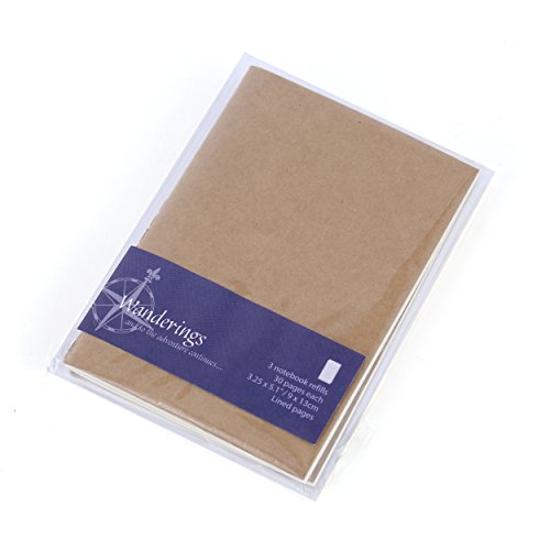 Wanderings Traveler's Pocket Notebook Refill Inserts - Lined Paper - Set of 3 | Passport Journal Size | 5 x 3.5 Inches (13 x 9 cm) B7