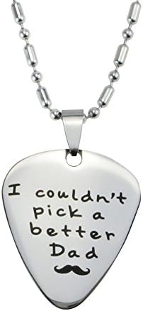 Guitar Pick Pendant Necklace by AnalysisLove "I Couldn't Pick a Better Dad" Father's Day Gift for Mens