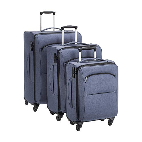 Amazon Basics Urban Softside Spinner Luggage, 3Piece Set, Blue Pricepulse