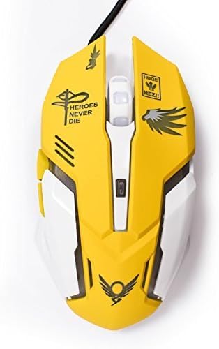 Gaming Mouse, Backlit Optical Game Mice Ergonomic USB Wired with 2400 DPI and 6 Buttons 4 Shooting for Pro Game PC Computer Laptop Desktop Mac (Yellow)