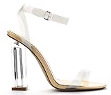 Cape Robbin Maria-2 Women's Lucite Clear Strappy Block Chunky High Heel Open Peep Toe Sandal