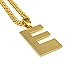 Grenf Fashion Trendy 18k Gold Silver Plated Mens Rhinestone Emoji 3 Cz Letter E Hip-hop Eminem Necklace with 3mm 31