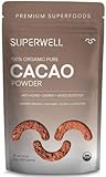 SUPERWELL Organic Cacao Powder - Cocoa Powder (15 Oz / 85 Servings) | Sugar Free | All Natural | Low Carb - Keto Chocolate | Premium Superfood | Anti-Aging
