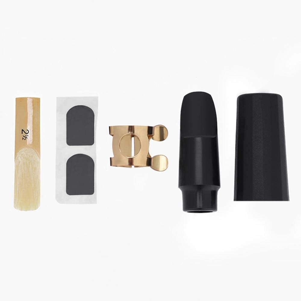 VBESTLIFE Soprano Saxophone Mouthpiece Set, ABS Sax Mouthpiece Set with Cap Metal Buckle Reed Pads Sax Accessory