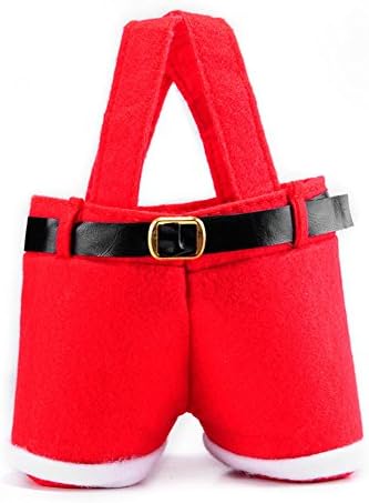 12pcs Christmas Candy Bag Santa Pants Lovely Treat Bags For Children Lover Best Gift with Handle Portable Candy for Wedding Christmas Decorations,size 8.3 X5.7inches