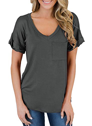 2 MIHOLL+Womens+Sleeve+V+Neck+T+Shirt