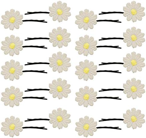 20PCS Daisy Flower Hair Pin, Hair Flower Pins, Metal Simple Minimalist Hairpin, Classic Bobby Pin Edge Clip Clamps Wedding Bride Barrettes Hair Accessories for Women Girls Thick & Thin Hair