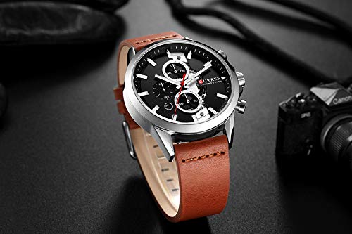 Curren 8325 - Reloj de pulsera para hombre, diseño de zonas horarias, color marrón - Imagen 6