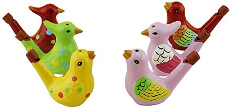 innodept12 Terra Cotta Bird Water Whistles Warbler Song Ceramic Chirps Baby Bathtime Fantasy Kid Toys Gifts Set of 6