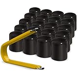 ColorLugs Vinyl LugCap Lug Nut Cover Black | Flexible Fit Lug Nut Cap | Fits 21-23mm Wide x 1 Inch deep | Pack of 20 & Deluxe