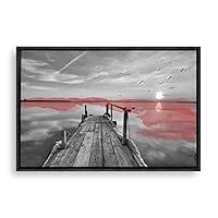 Framed Canvas Wall Art Black and White Scenery Canvas Prints Home Artwork Decoration for Living Room,Bedroom - 16x24 inches