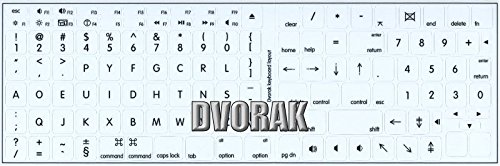 MAC DVORAK NON-TRANSPARENT DECALS FOR KEYBOARD BLACK OR WHITE BACKGROUND FOR DESKTOP, LAPTOP AND NOTEBOOK (CG) (White Background)