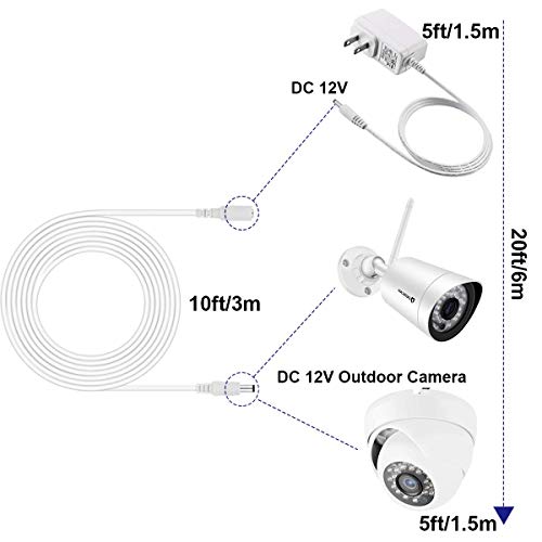 Anlink Power Extension Cable,DC 12V Power Adapter Extension Cord, 10M 33ft 2.1mm x 5.5mm, Compatible with 12V DC Adapter Power Supply or Wall Charger for CCTV Security Camera IP Camera(White)