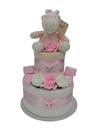 Lovely 2 Tier New Baby Girls Giraffe Nappy Cake Baby Shower Gift Lovely 2 Tier New Baby Girls Giraffe Nappy Cake Baby Shower Gift