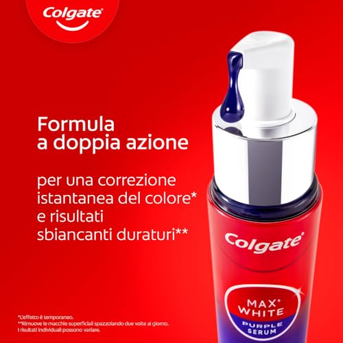 Max White Purple Serum 40ml, Booster Sbiancante Denti istantaneo, Sbianca istantaneamente, Formula a doppia azione per denti bianchi, tecnologia correzione immediata del colore
